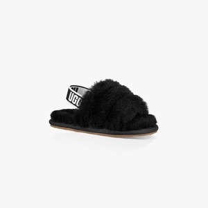 Ugg Fluff Yeah Kids Slippers Black (5684DZEMQ)